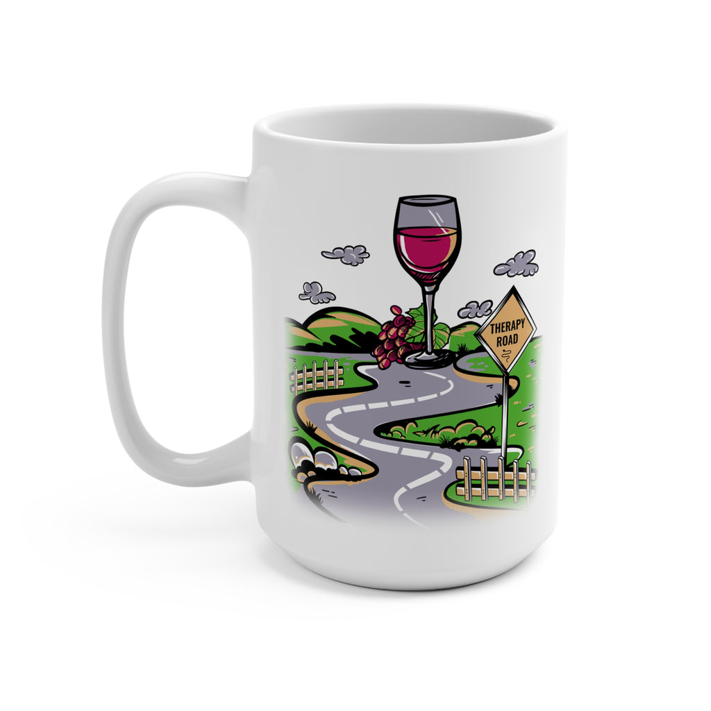Wine Road Mug — "Therapy Road" 15oz Ceramic Coffee Cup