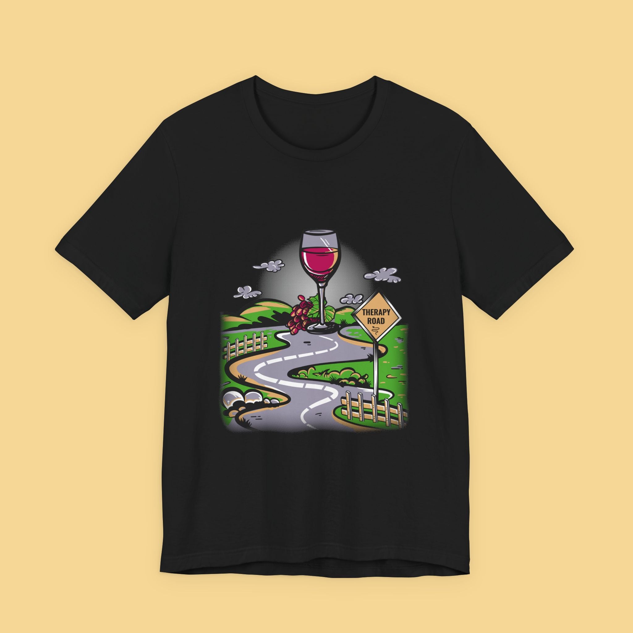 Wine Road Trip T-Shirt — Scenic Wine Glass Graphic Tee (Cheers to Vineyard Adventures)