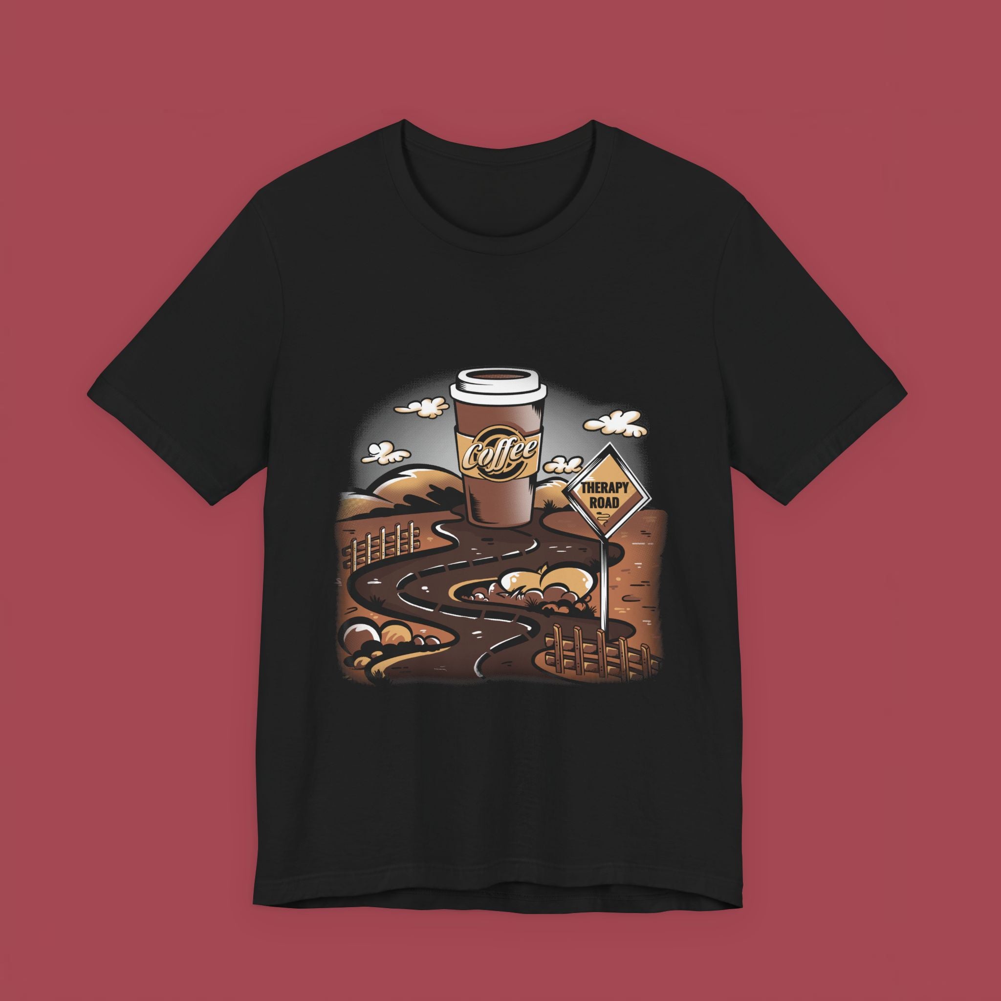 Coffee Roadmap T‑Shirt — 'Coffee Ahead' Commuter Graphic Tee