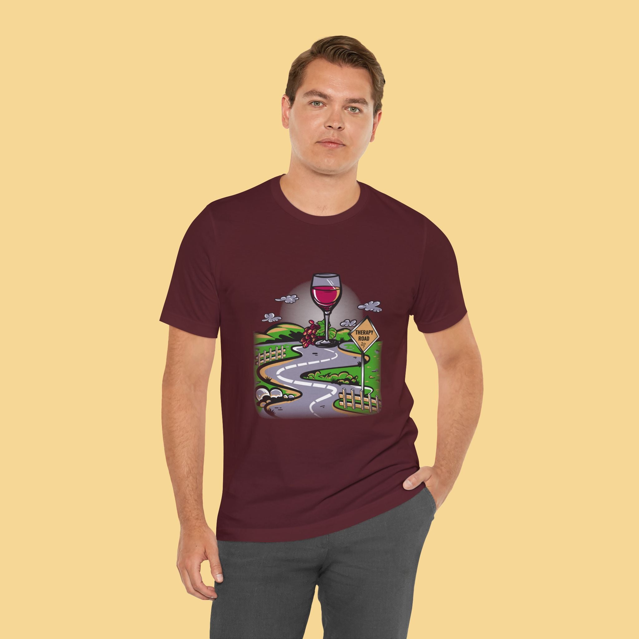 Wine Road Trip T-Shirt — Scenic Wine Glass Graphic Tee (Cheers to Vineyard Adventures)