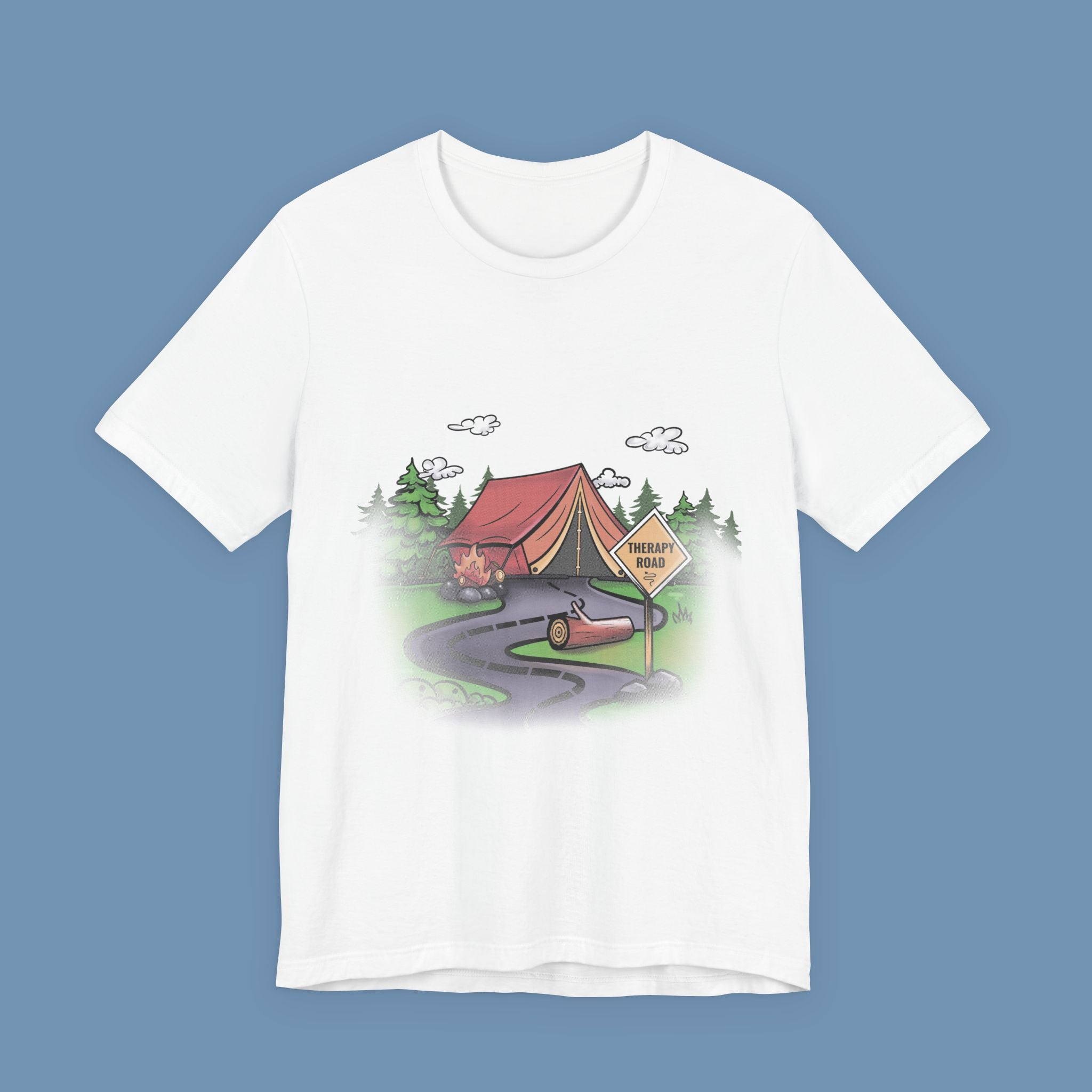 Camping Road Trip T‑Shirt — Tent, Canoe & 'Scenic Route' Sign Outdoor Tee