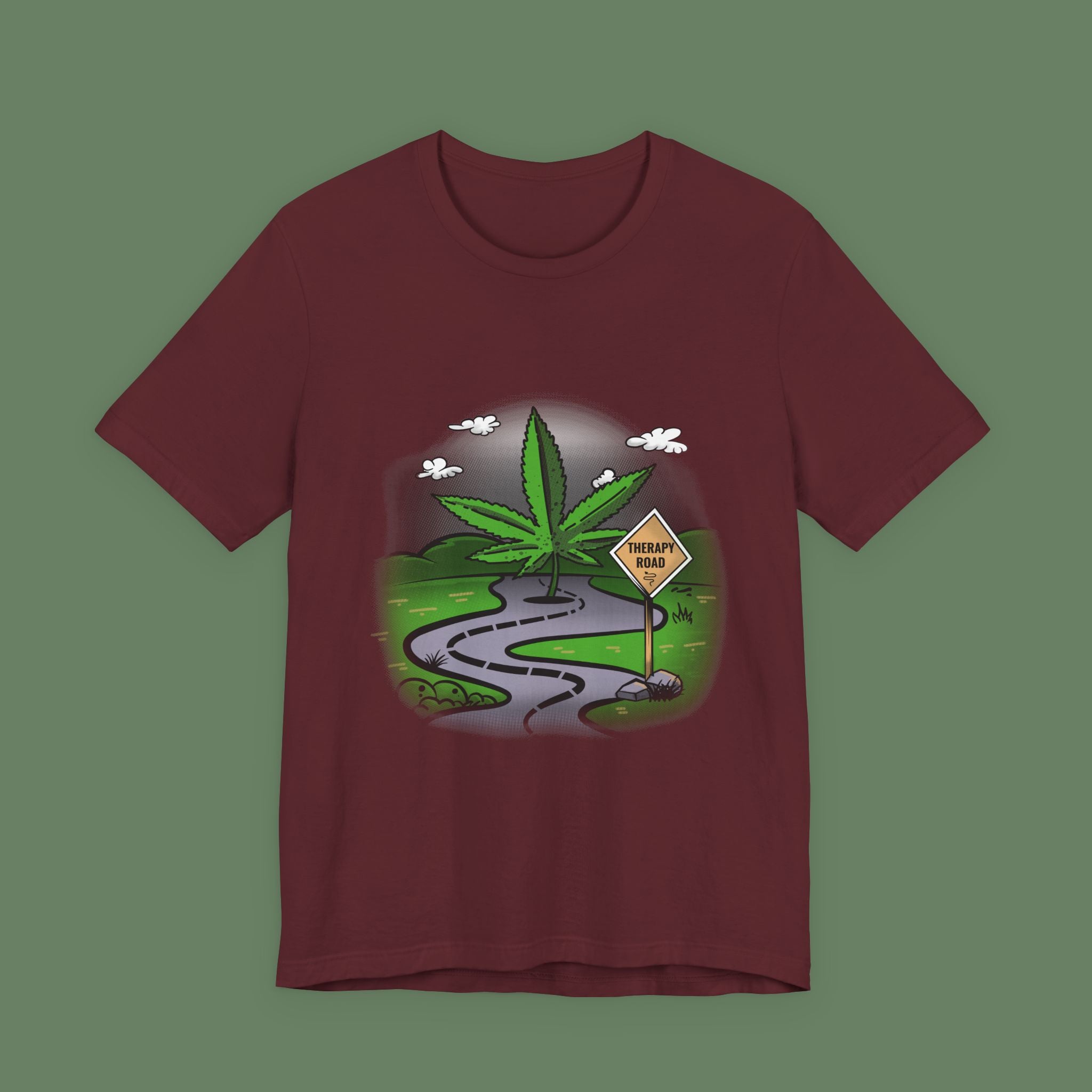 Marijuana Road Tee — Cannabis Leaf Scenic Graphic T-Shirt
