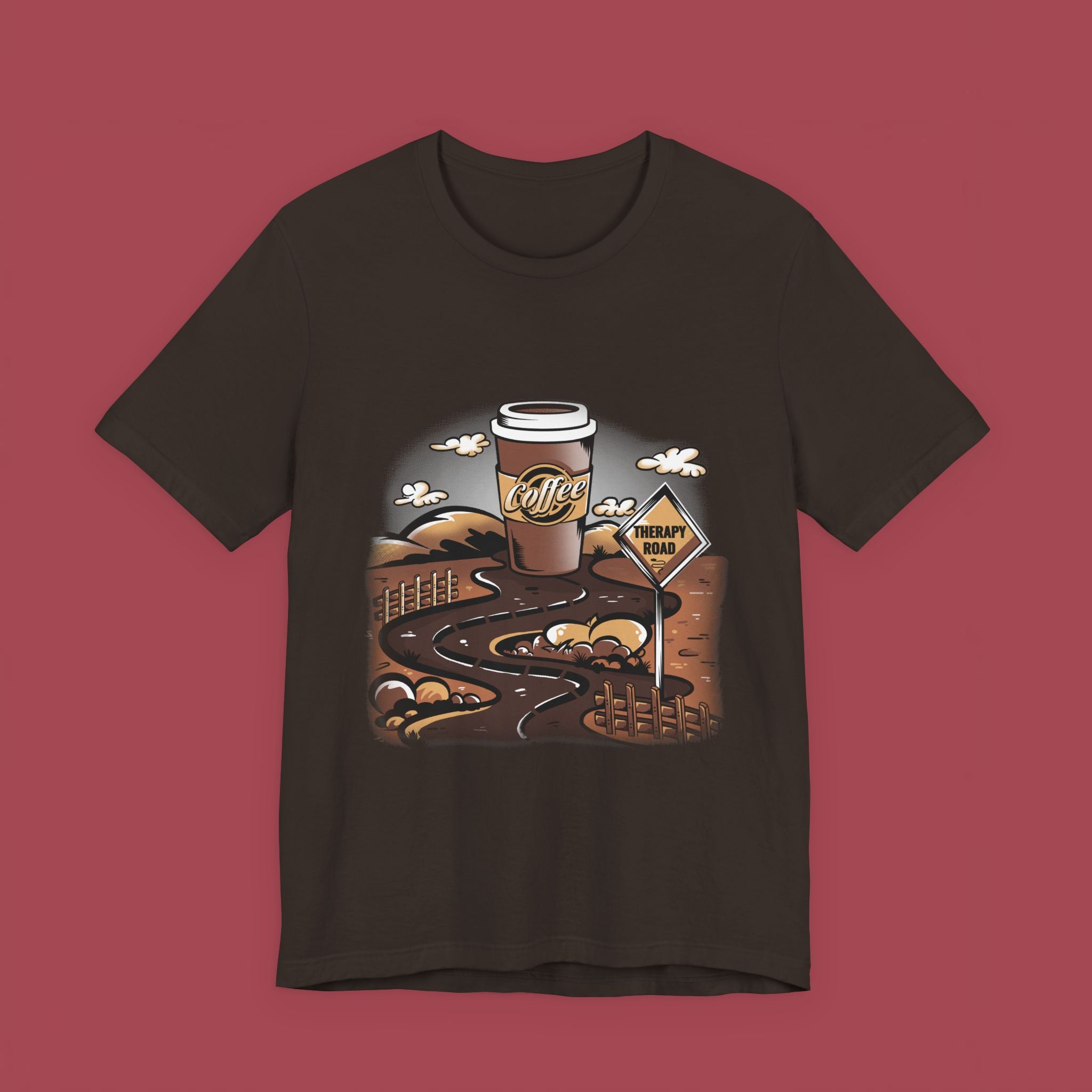 Coffee Roadmap T‑Shirt — 'Coffee Ahead' Commuter Graphic Tee