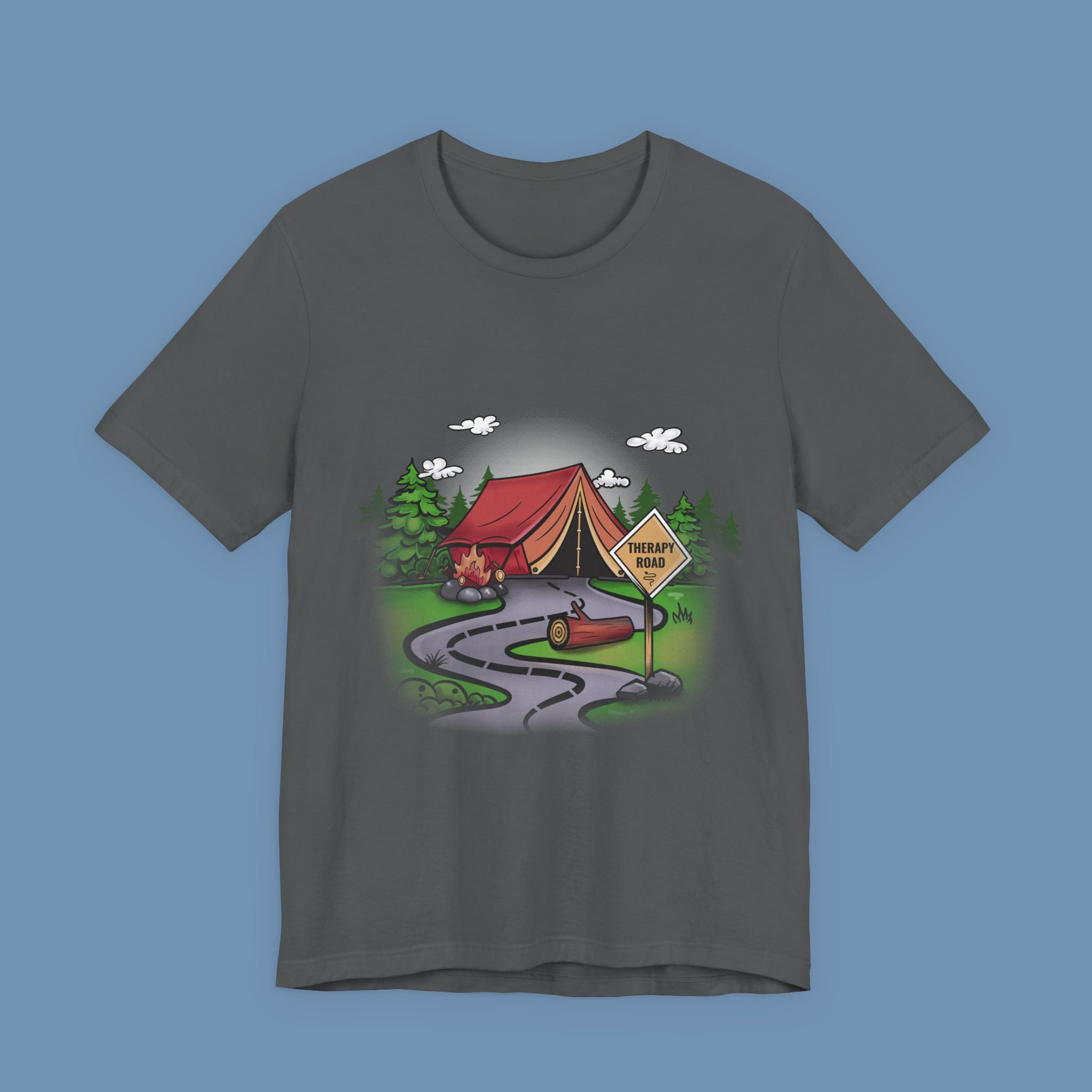 Camping Road Trip T‑Shirt — Tent, Canoe & 'Scenic Route' Sign Outdoor Tee