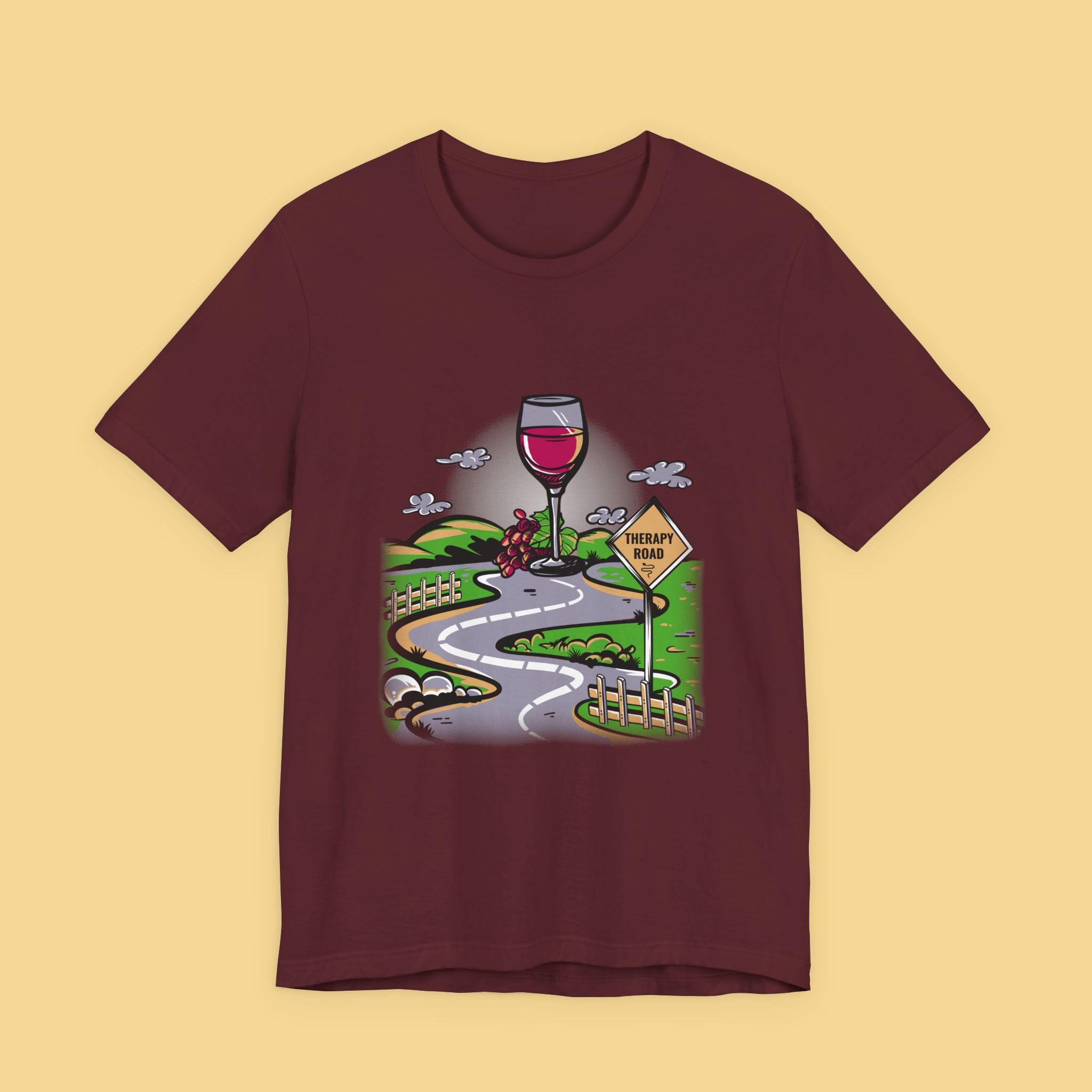 Wine Road Trip T-Shirt — Scenic Wine Glass Graphic Tee (Cheers to Vineyard Adventures)