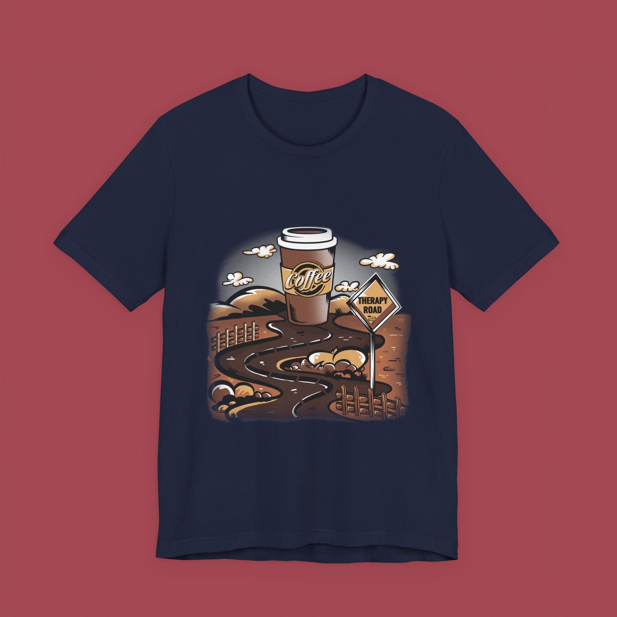 Coffee Roadmap T‑Shirt — 'Coffee Ahead' Commuter Graphic Tee