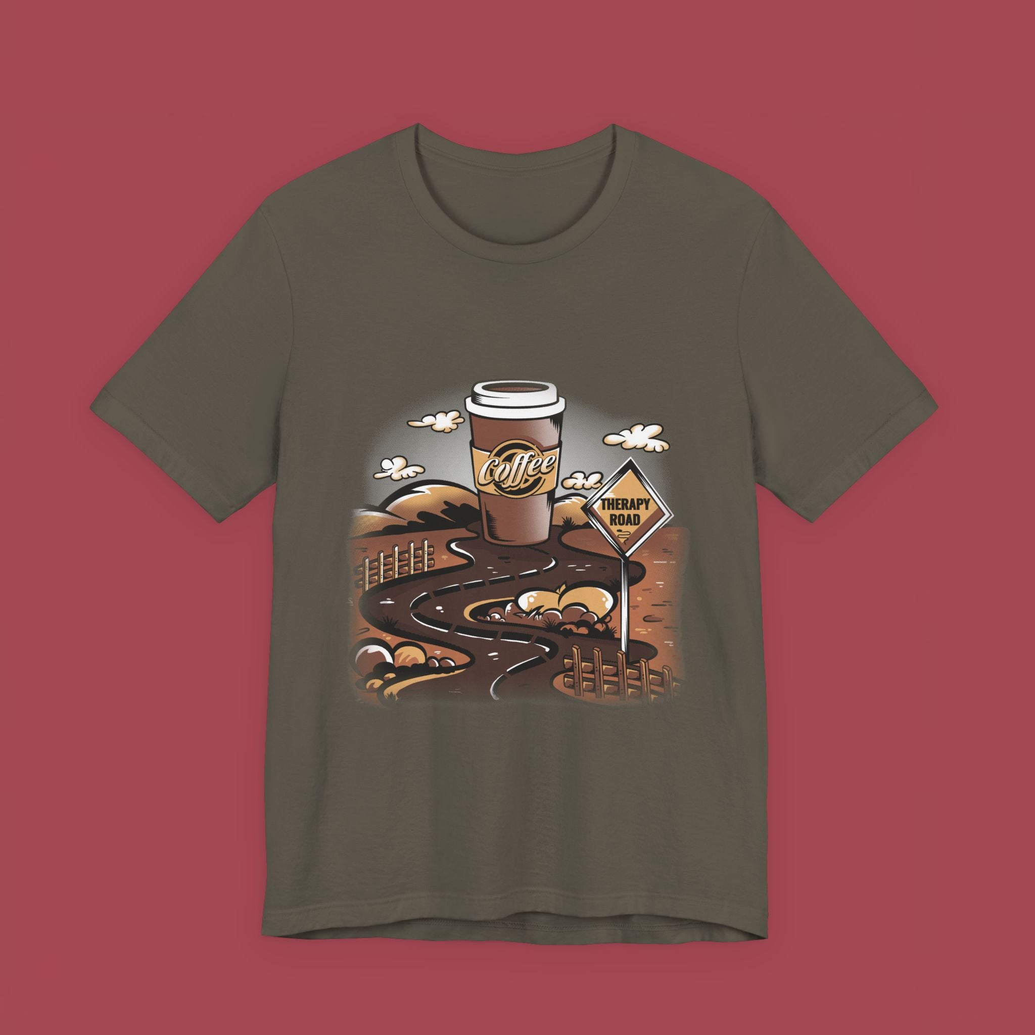 Coffee Roadmap T‑Shirt — 'Coffee Ahead' Commuter Graphic Tee