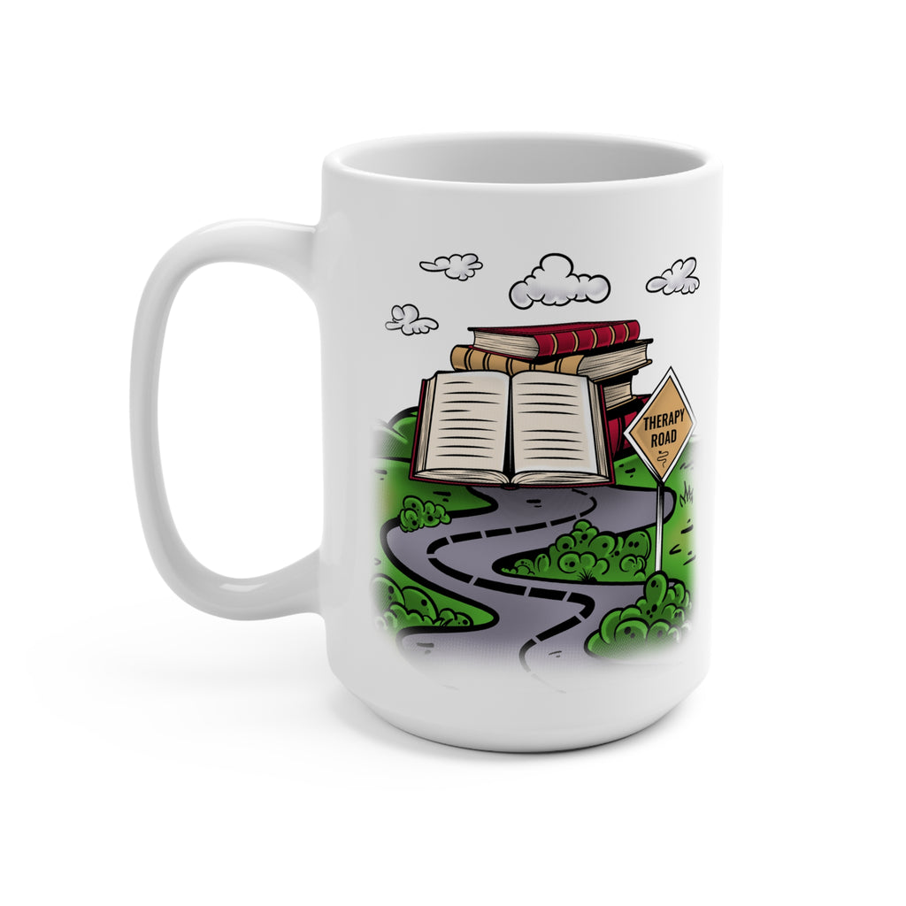 Therapy Road Mug — 15oz Book Lovers Coffee Cup