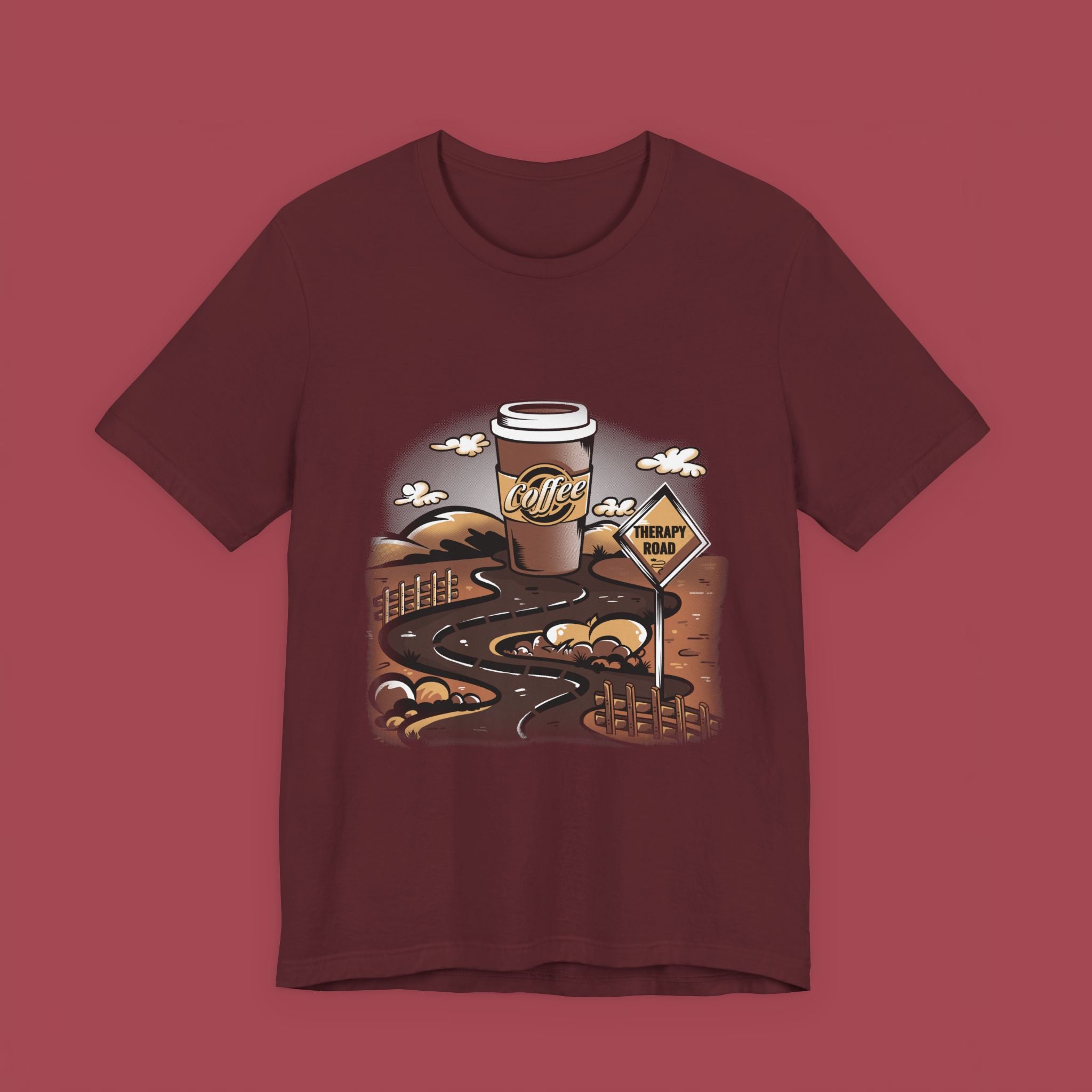 Coffee Roadmap T‑Shirt — 'Coffee Ahead' Commuter Graphic Tee