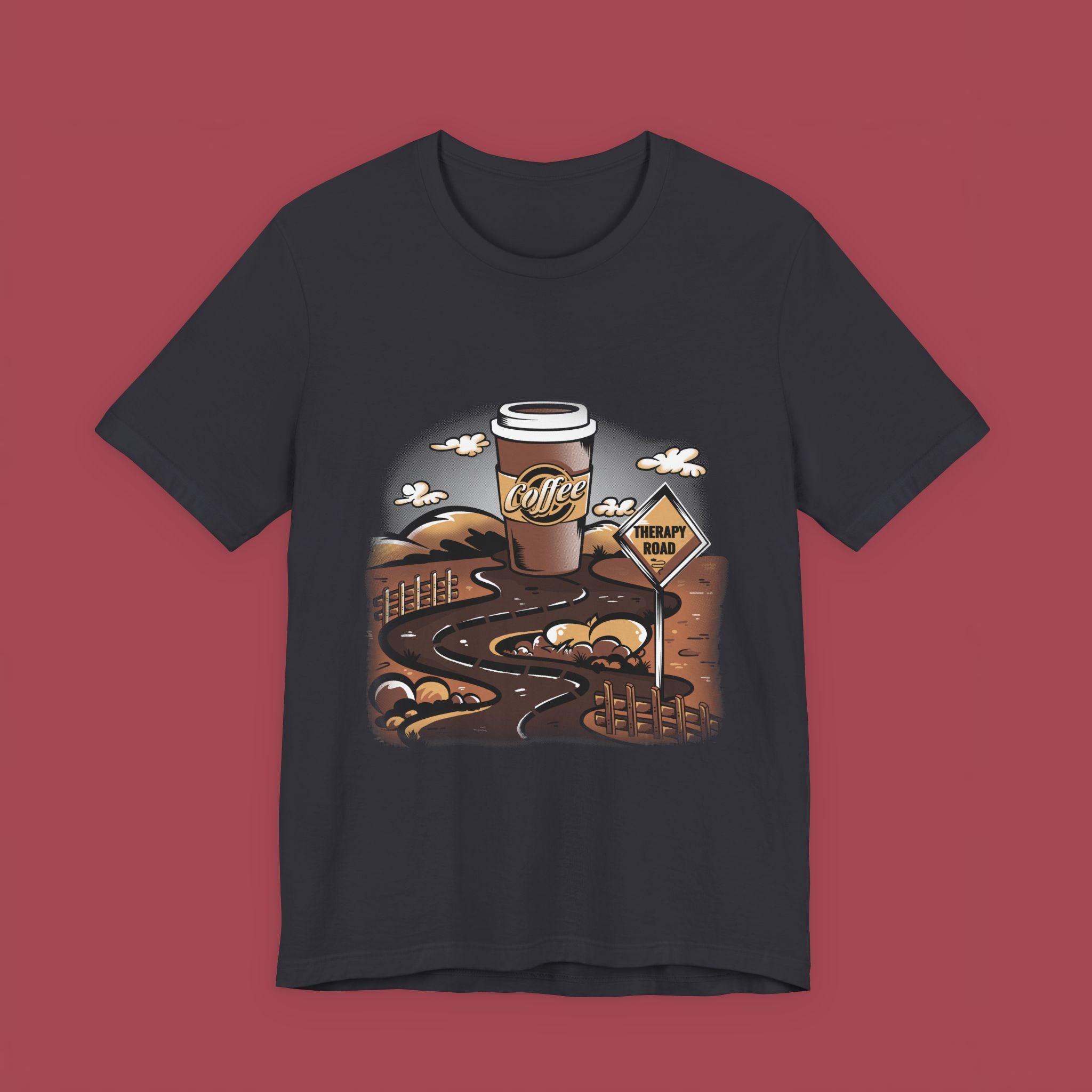 Coffee Roadmap T‑Shirt — 'Coffee Ahead' Commuter Graphic Tee