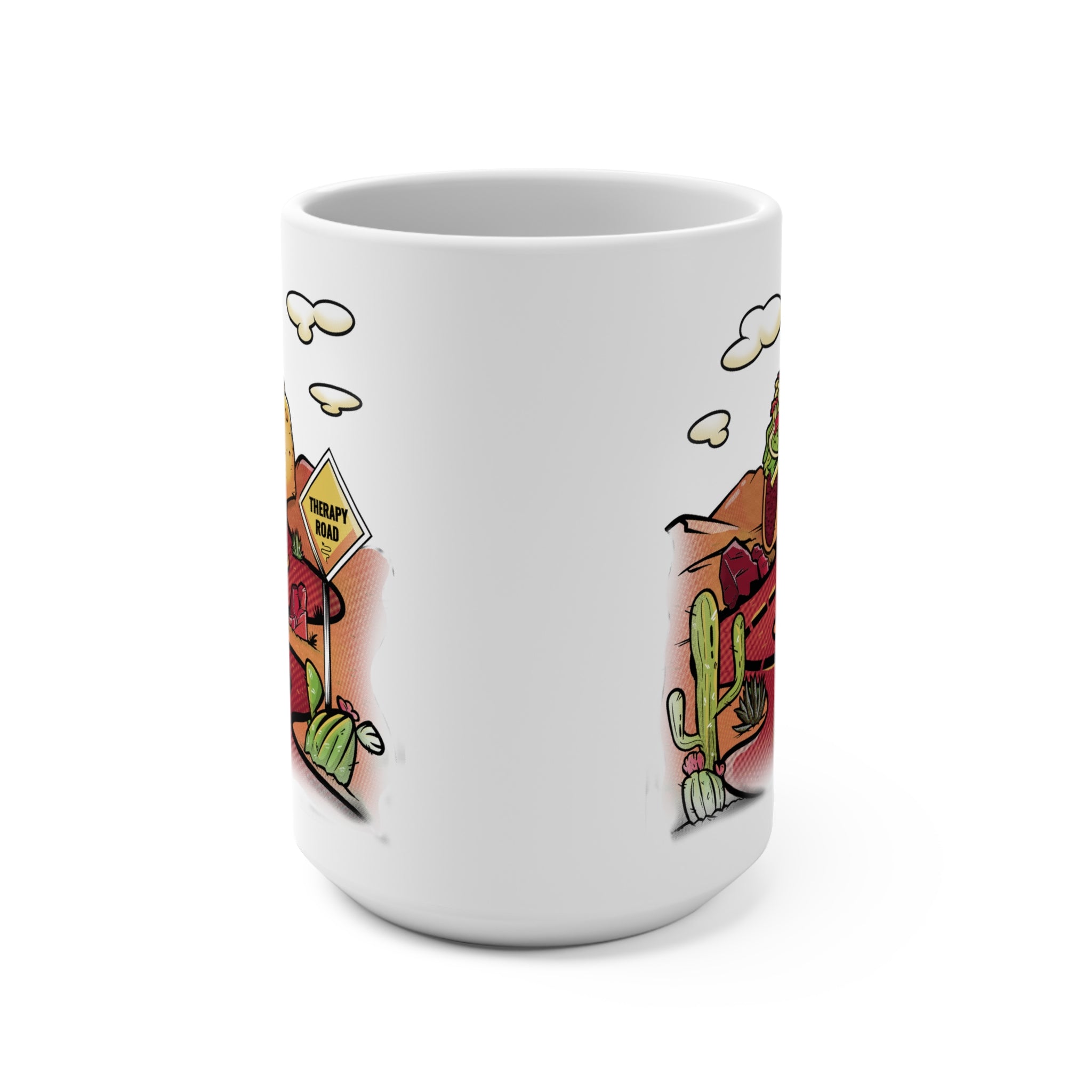 Taco Road Mug — Funny Desert Taco Illustration 15oz