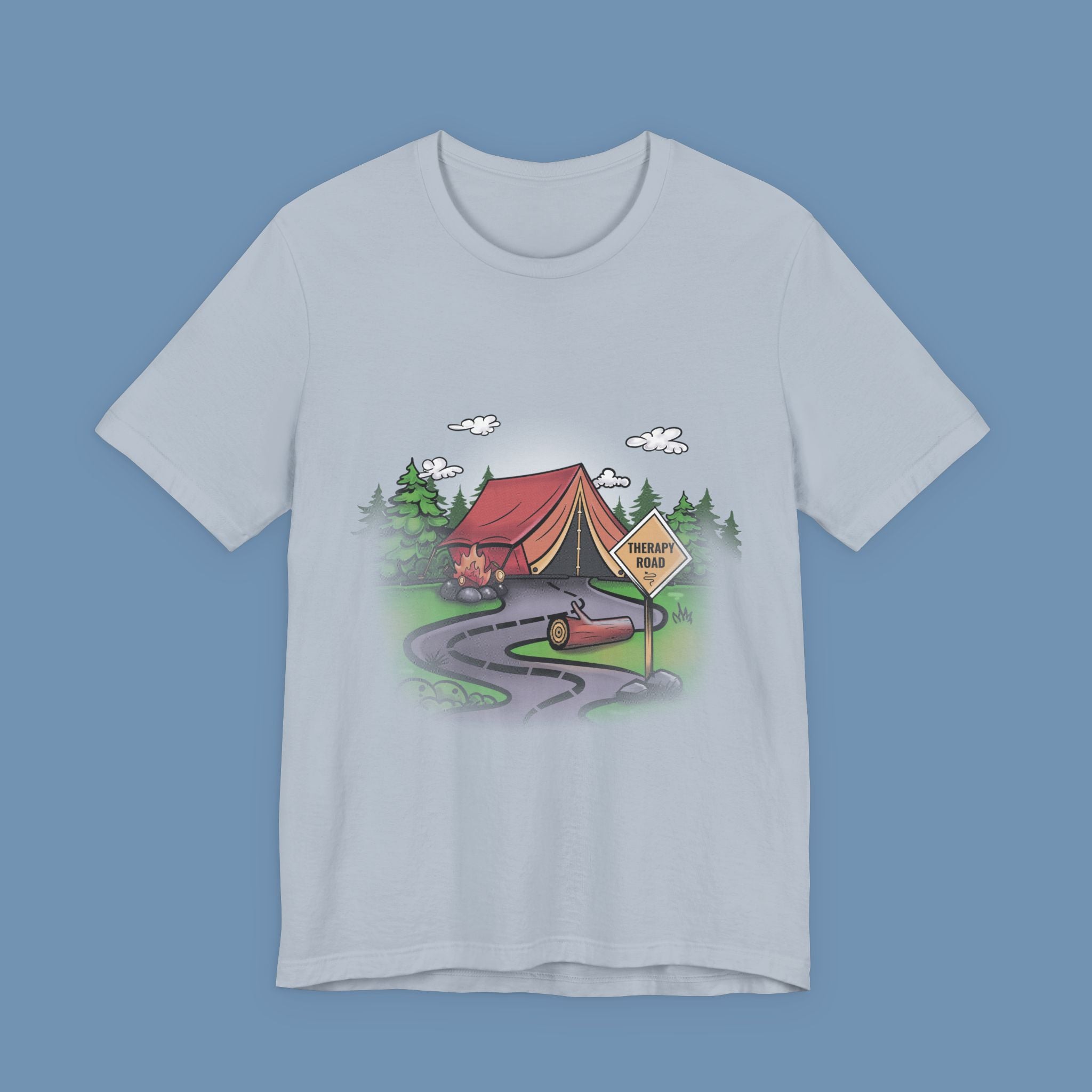 Camping Road Trip T‑Shirt — Tent, Canoe & 'Scenic Route' Sign Outdoor Tee