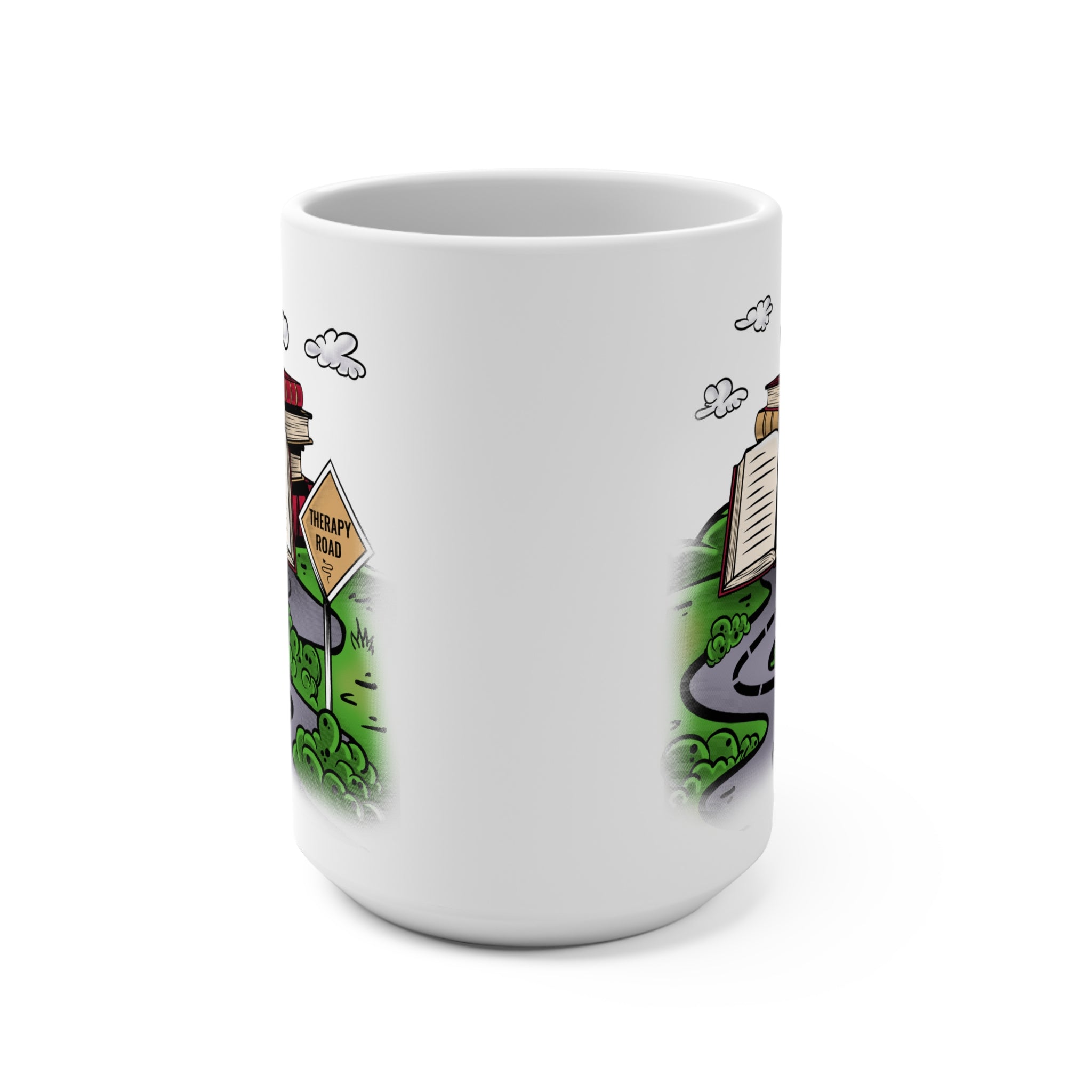 Therapy Road Mug — 15oz Book Lovers Coffee Cup