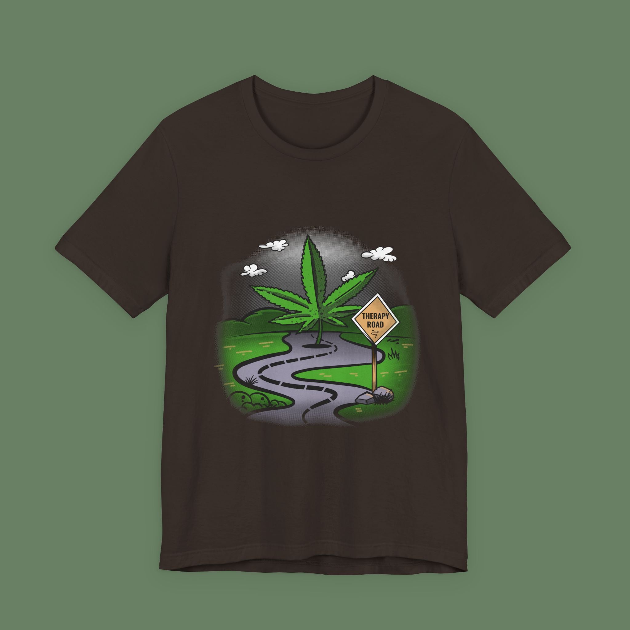 Marijuana Road Tee — Cannabis Leaf Scenic Graphic T-Shirt