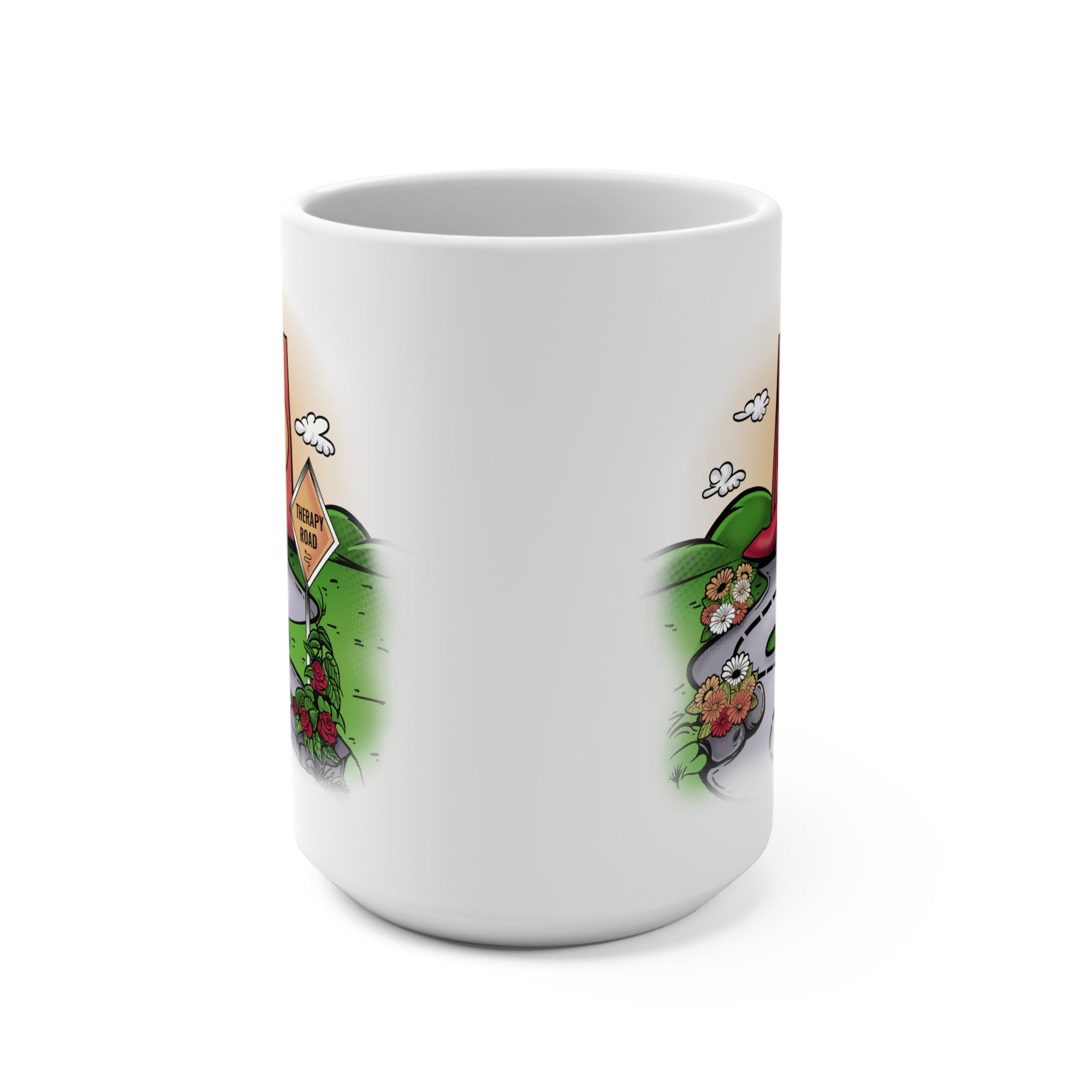 Therapy Road 15oz Coffee Mug — Funny Retail Therapy Road Sign Design