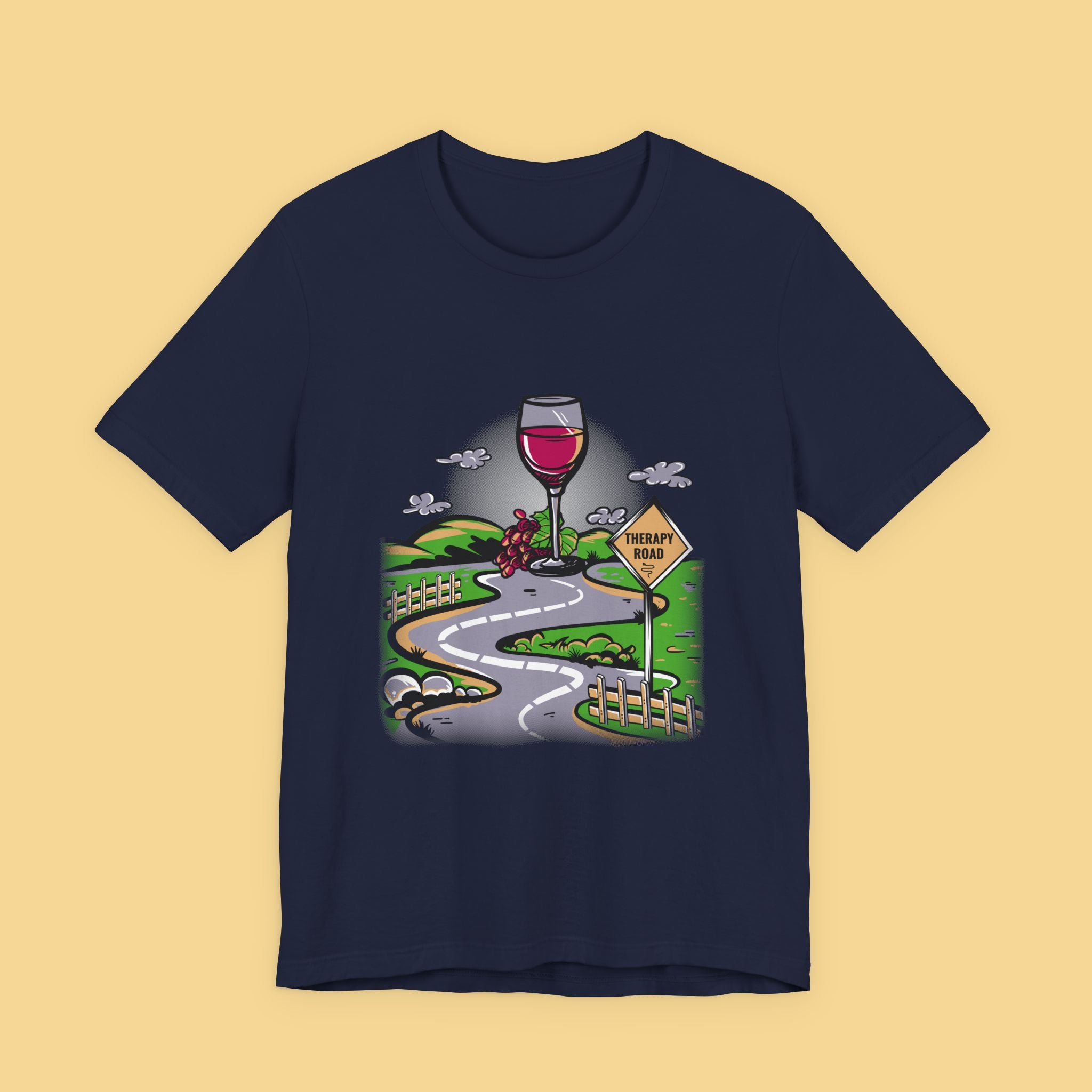Wine Road Trip T-Shirt — Scenic Wine Glass Graphic Tee (Cheers to Vineyard Adventures)