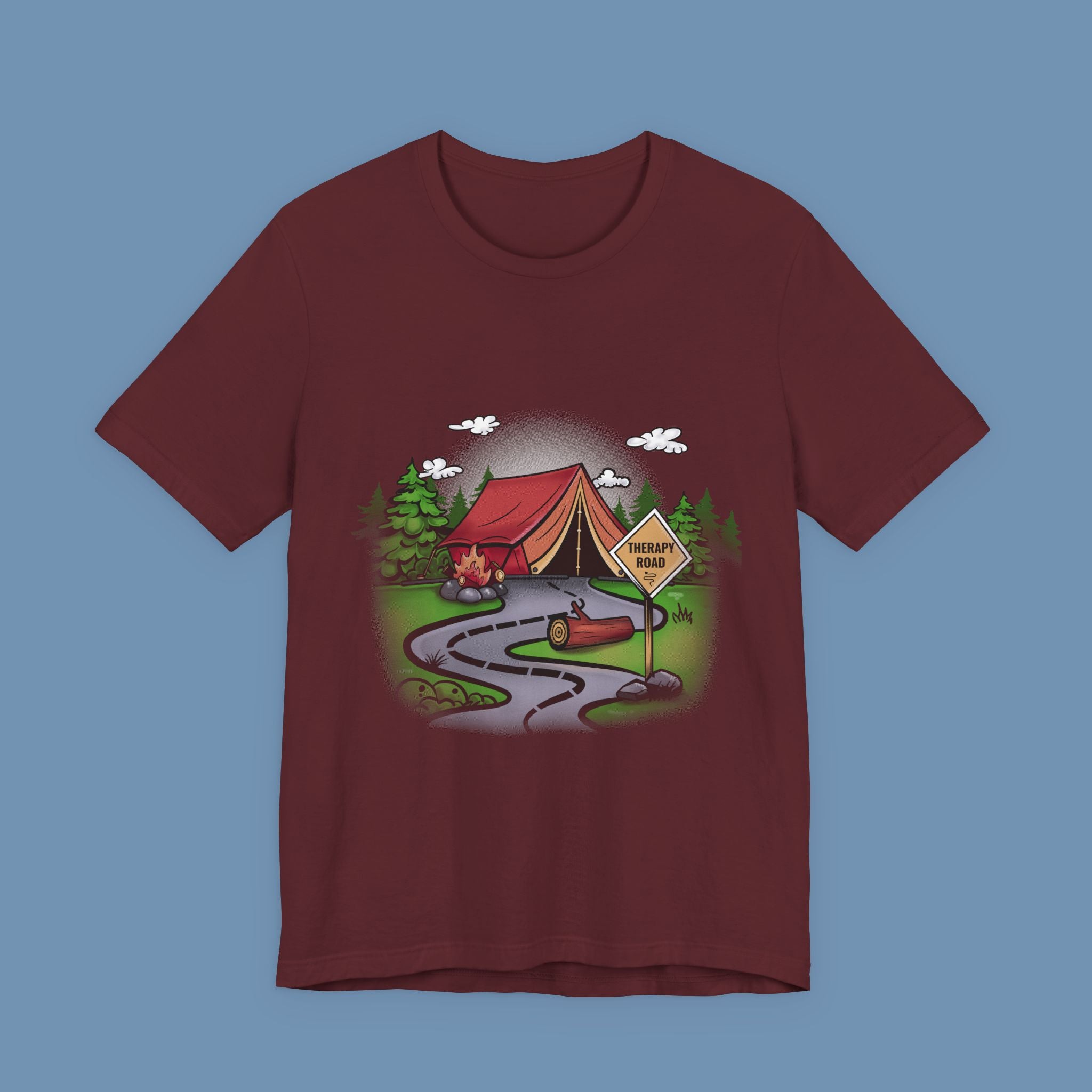Camping Road Trip T‑Shirt — Tent, Canoe & 'Scenic Route' Sign Outdoor Tee