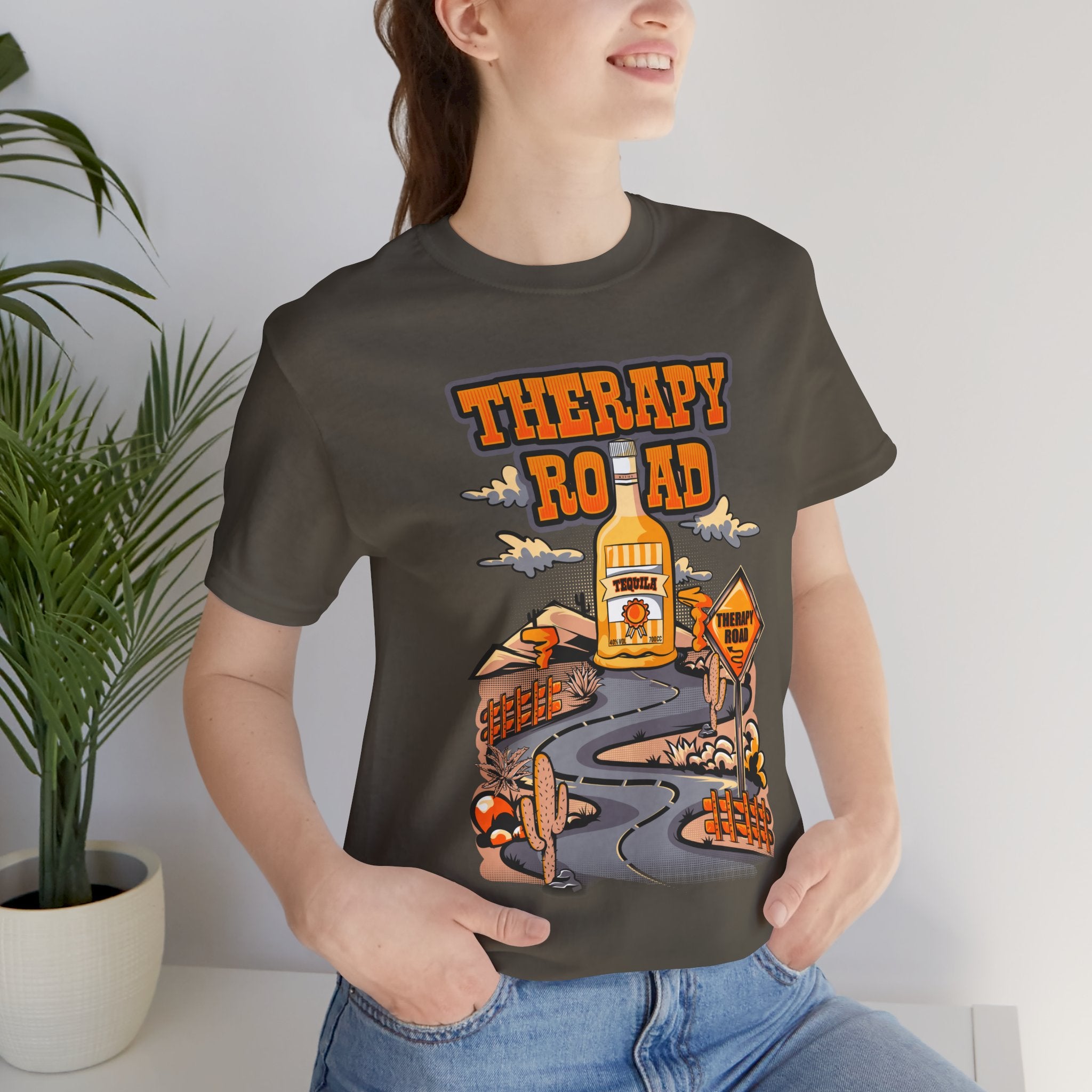 Therapy Road Graphic Tee – Cozy Road Trip Mental Health Shirt