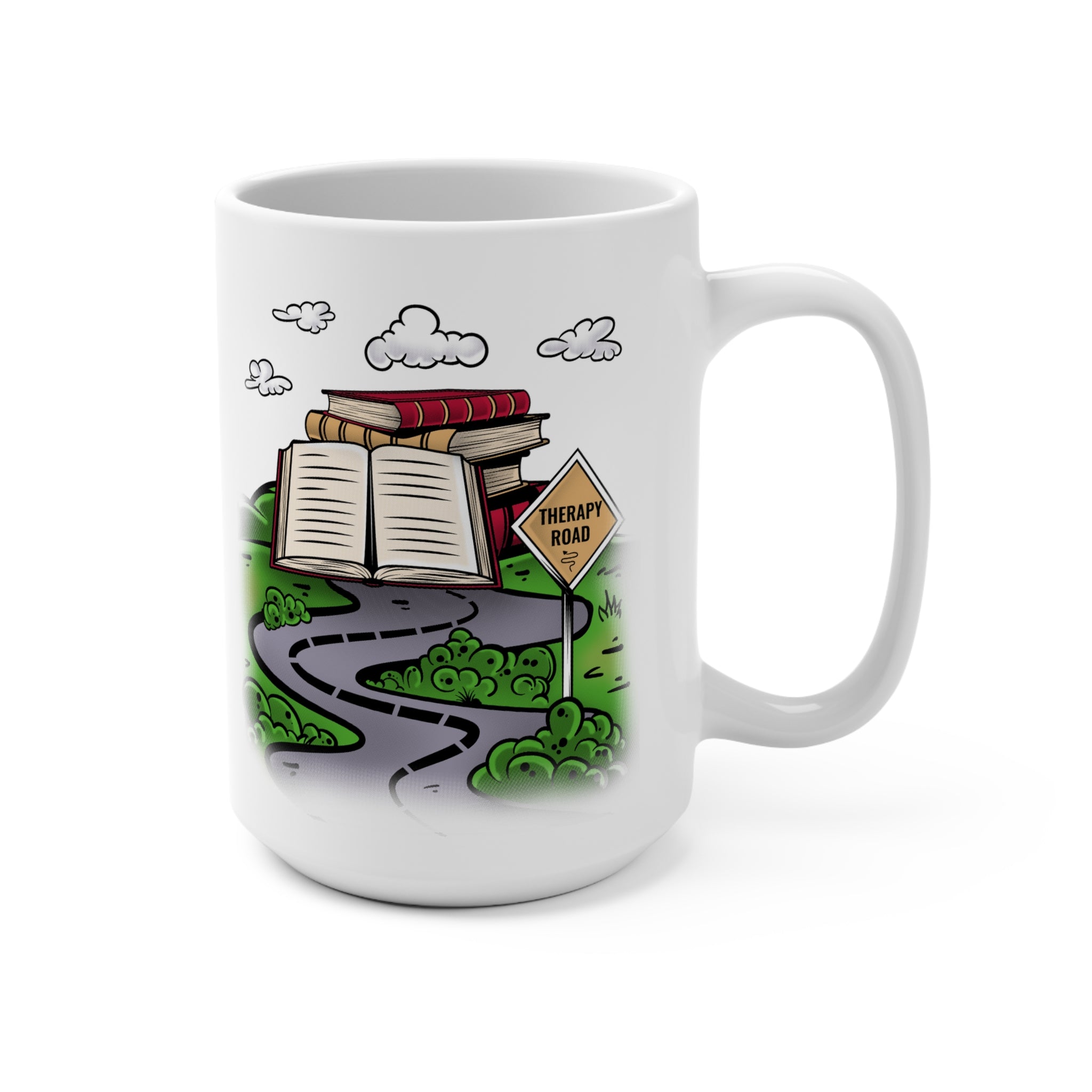 Therapy Road Mug — 15oz Book Lovers Coffee Cup