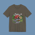 Camping Road Trip T‑Shirt — Tent, Canoe & 'Scenic Route' Sign Outdoor Tee