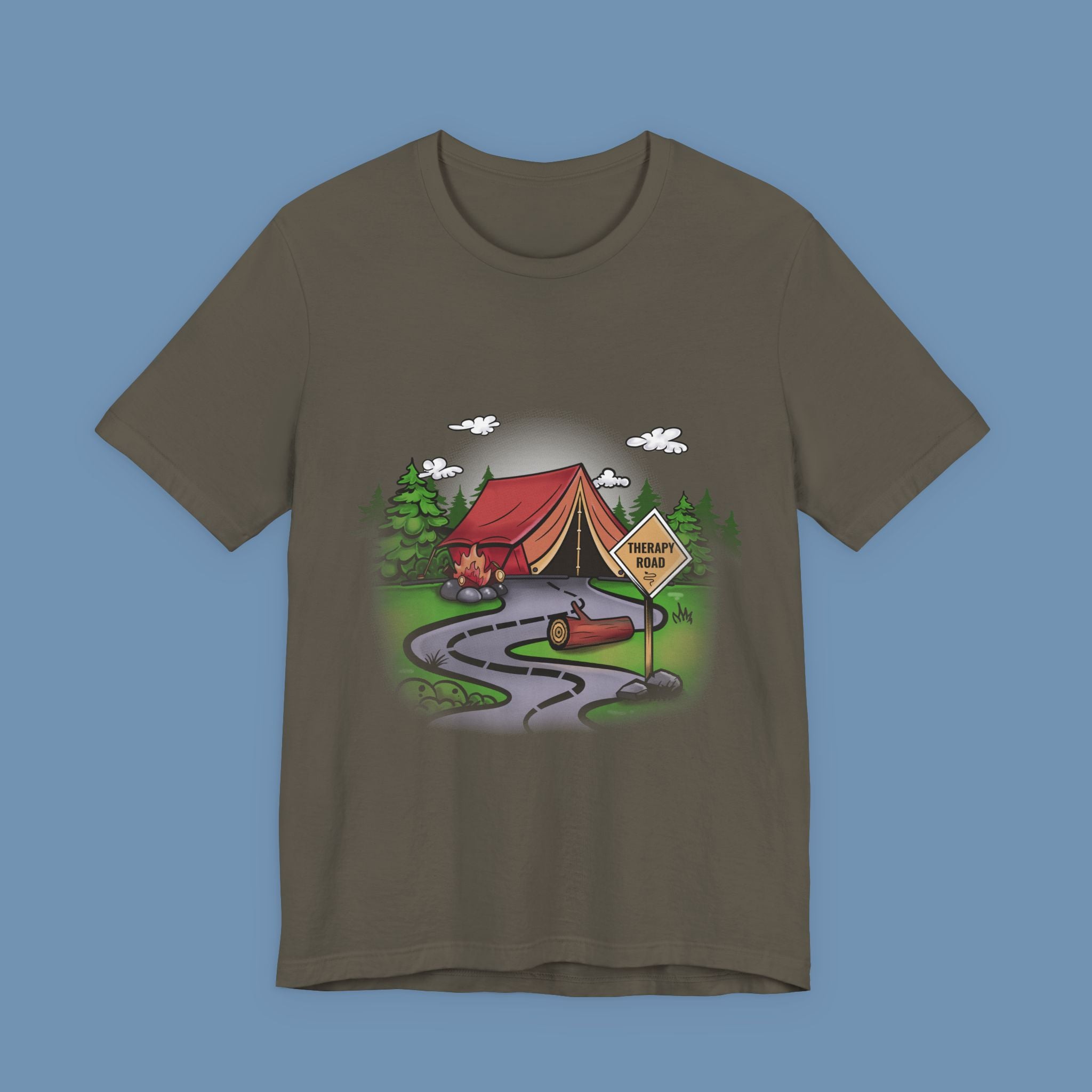 Camping Road Trip T‑Shirt — Tent, Canoe & 'Scenic Route' Sign Outdoor Tee