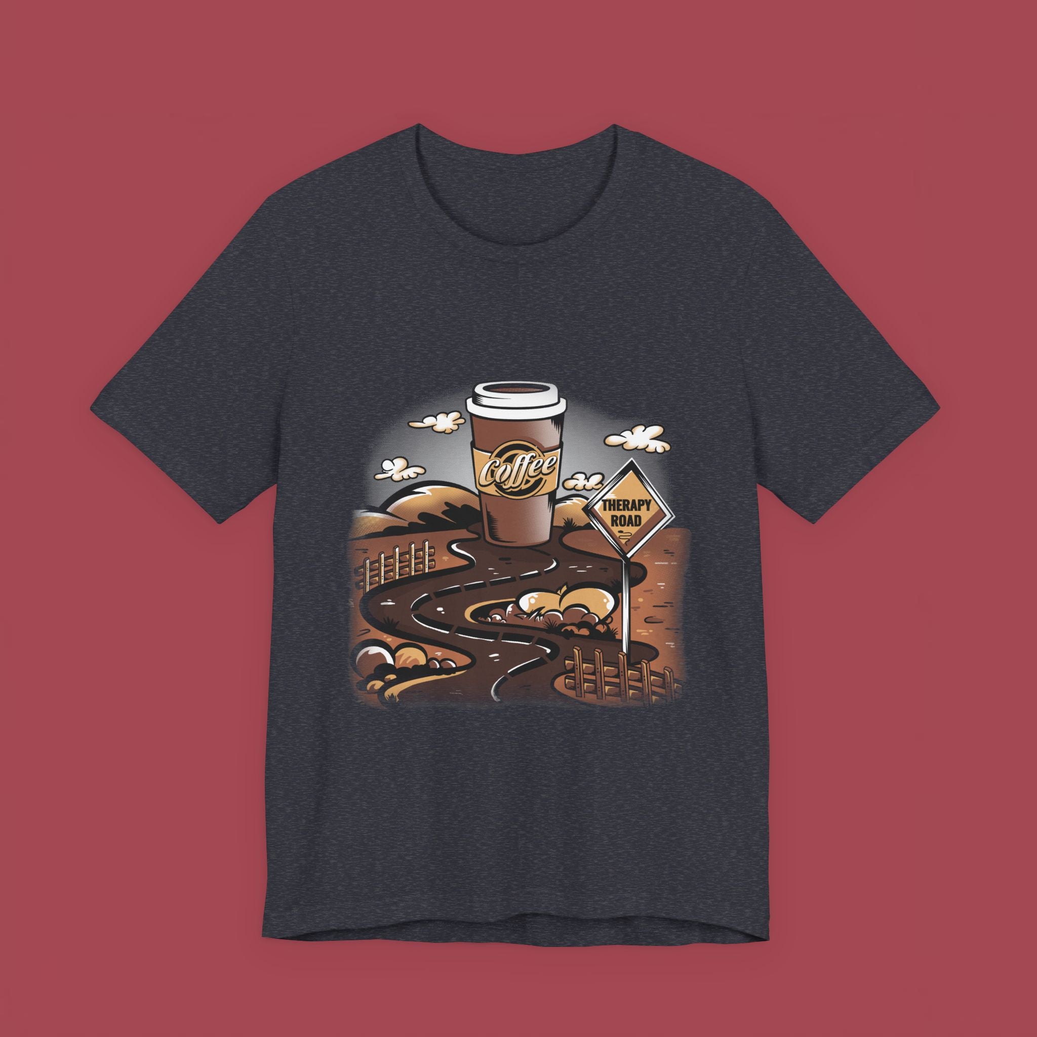 Coffee Roadmap T‑Shirt — 'Coffee Ahead' Commuter Graphic Tee