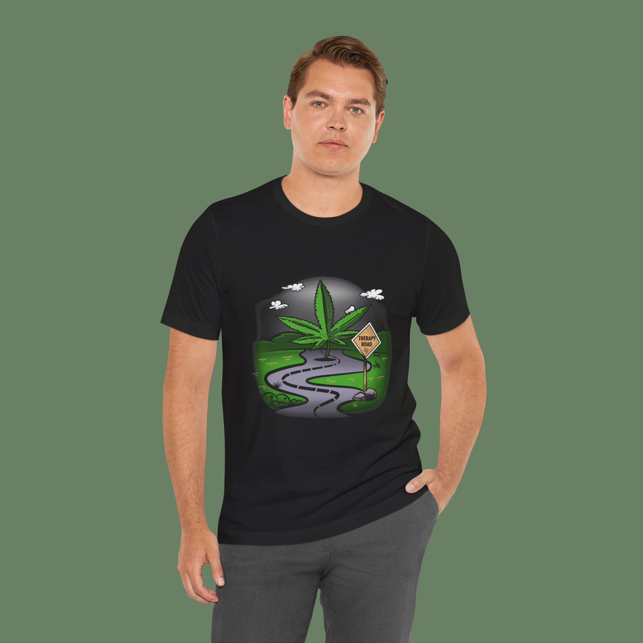 Marijuana Road Tee — Cannabis Leaf Scenic Graphic T-Shirt